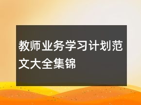 教師業(yè)務(wù)學(xué)習(xí)計(jì)劃范文大全集錦