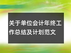 關(guān)于單位會計年終工作總結(jié)及計劃范文精選