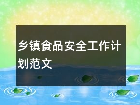 鄉(xiāng)鎮(zhèn)食品安全工作計劃范文