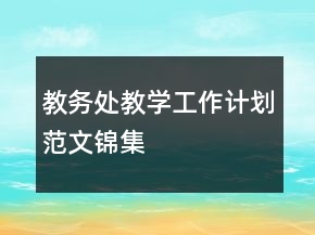 教務(wù)處教學(xué)工作計(jì)劃范文錦集