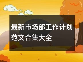 最新市場部工作計劃范文合集大全