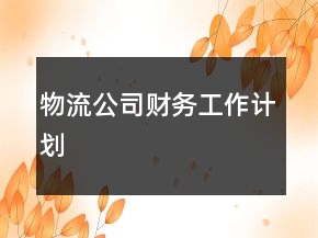 物流公司財務(wù)工作計劃