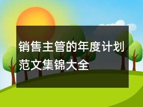 銷售主管的年度計劃范文集錦大全