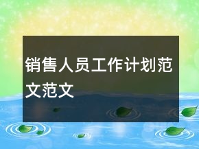 銷售人員工作計(jì)劃范文范文