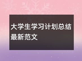 大學(xué)生學(xué)習(xí)計(jì)劃總結(jié)最新范文