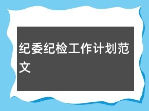 紀委紀檢工作計劃范文