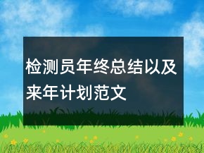 檢測員年終總結(jié)以及來年計劃范文
