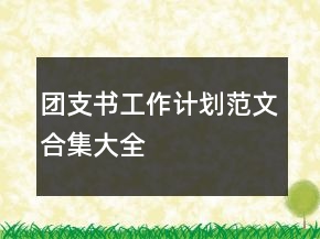 團(tuán)支書工作計劃范文合集大全