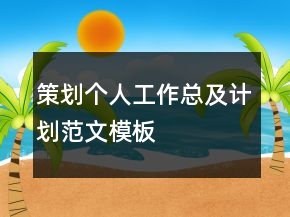 策劃個人工作總及計劃范文模板