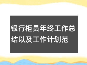 銀行柜員年終工作總結(jié)以及工作計劃范文