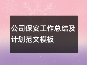 公司保安工作總結(jié)及計劃范文模板