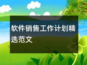 軟件銷售工作計劃精選范文