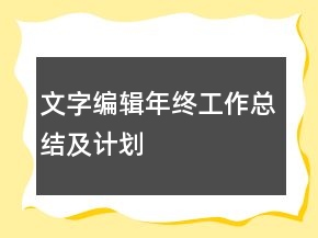 文字編輯年終工作總結(jié)及計(jì)劃