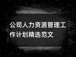 公司人力資源管理工作計(jì)劃精選范文