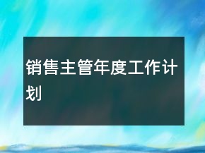 銷售主管年度工作計劃