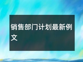 銷售部門計劃最新例文