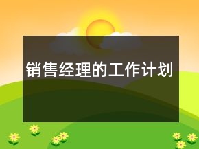 銷售經(jīng)理的工作計(jì)劃
