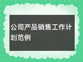 公司產(chǎn)品銷售工作計(jì)劃范例