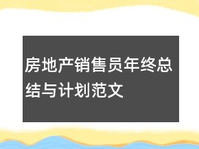 房地產銷售員年終總結與計劃范文