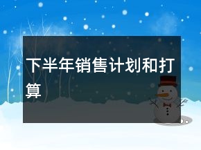 下半年銷售計劃和打算