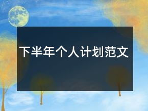 下半年個(gè)人計(jì)劃范文
