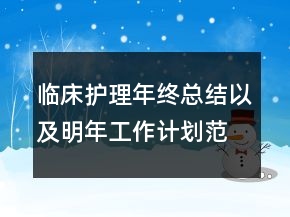 臨床護理年終總結以及明年工作計劃范文