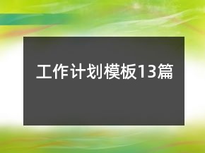 工作計(jì)劃模板13篇