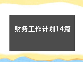 財務工作計劃14篇