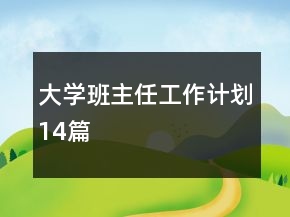 大學(xué)班主任工作計(jì)劃14篇