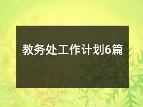 教務(wù)處工作計(jì)劃6篇
