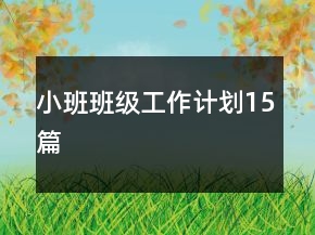 小班班級(jí)工作計(jì)劃15篇