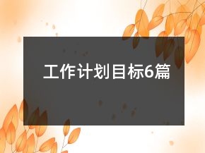 工作計劃目標6篇