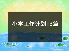 小學(xué)工作計(jì)劃13篇