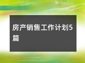 房產銷售工作計劃5篇