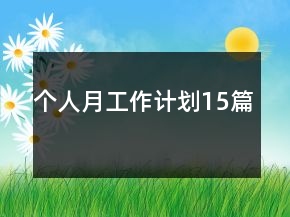 個(gè)人月工作計(jì)劃15篇