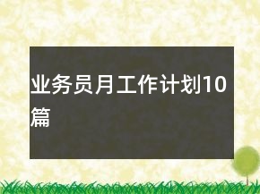 業(yè)務員月工作計劃10篇