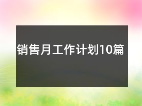 銷(xiāo)售月工作計(jì)劃10篇