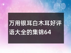 萬用銀耳、白木耳好評語大全的集錦64條