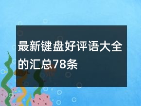 最新鍵盤(pán)好評(píng)語(yǔ)大全的匯總78條