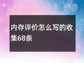 內(nèi)存評(píng)價(jià)怎么寫(xiě)的收集68條