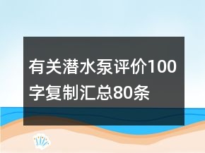有關(guān)潛水泵評(píng)價(jià)100字復(fù)制匯總80條