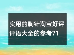實用的胸針淘寶好評評語大全的參考71條