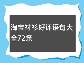 淘寶襯衫好評(píng)語(yǔ)句大全72條
