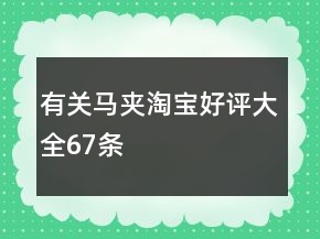 有關(guān)馬夾淘寶好評大全67條