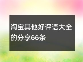 淘寶其他好評(píng)語(yǔ)大全的分享66條