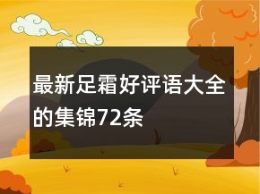 最新足霜好評(píng)語(yǔ)大全的集錦72條