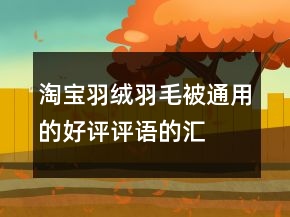 淘寶羽絨、羽毛被通用的好評評語的匯總72條