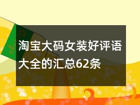 淘寶大碼女裝好評語大全的匯總62條