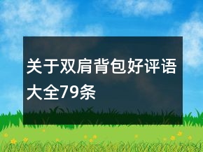 關(guān)于雙肩背包好評語大全79條
