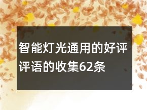 智能燈光通用的好評(píng)評(píng)語的收集62條